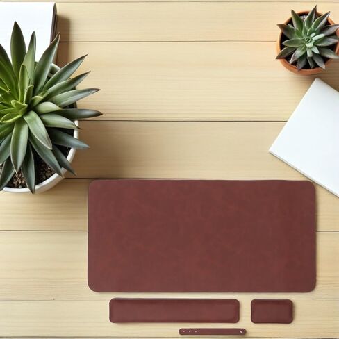 Crazy Horse Leather Keyboard Mouse Wrist Rest Pad Set in Saudi Arabia