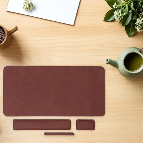 Crazy Horse Leather Keyboard Mouse Wrist Rest Pad Set in Saudi Arabia