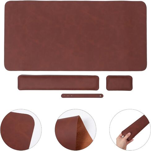 Crazy Horse Leather Keyboard Mouse Wrist Rest Pad Set in Saudi Arabia