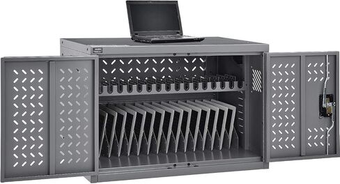 Global Industrial Charging Cabinet for Chromebooks Laptops and iPad Tablets, 16-Device, Gray, Assembled in Saudi Arabia