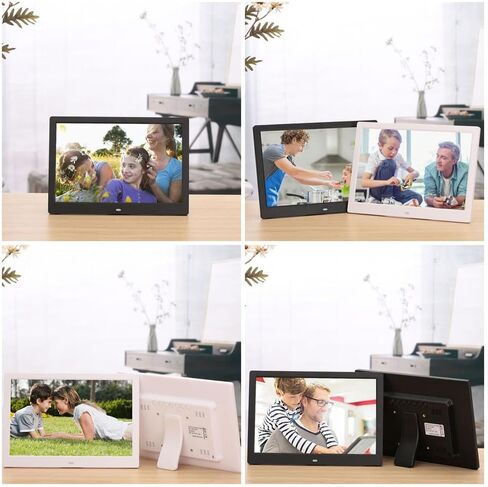 Hidyliu 12 Inch Digital Picture Frame Smart Digital Photo Frame Electronic Photo 1280x800 IPS Display USB SD Card Support Remote Control Alarm Clock Calendar (Black) in Saudi Arabia