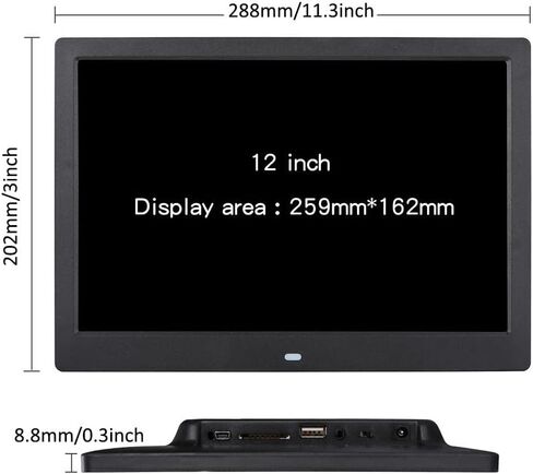 Hidyliu 12 Inch Digital Picture Frame Smart Digital Photo Frame Electronic Photo 1280x800 IPS Display USB SD Card Support Remote Control Alarm Clock Calendar (Black) in Saudi Arabia