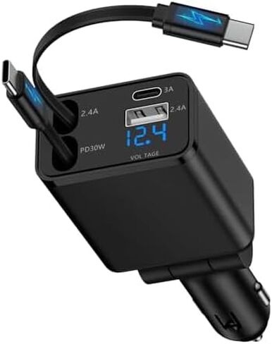 Retractable Car Phone Charger USB C Car Plug for Samsung S26 Ultra S26 Plus in Saudi Arabia