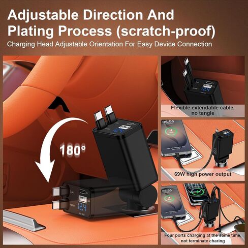 Retractable Car Phone Charger USB C Car Plug for Samsung S26 Ultra S26 Plus in Saudi Arabia