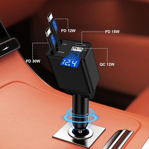 Retractable Car Phone Charger USB C Car Plug for Samsung S26 Ultra S26 Plus in Saudi Arabia