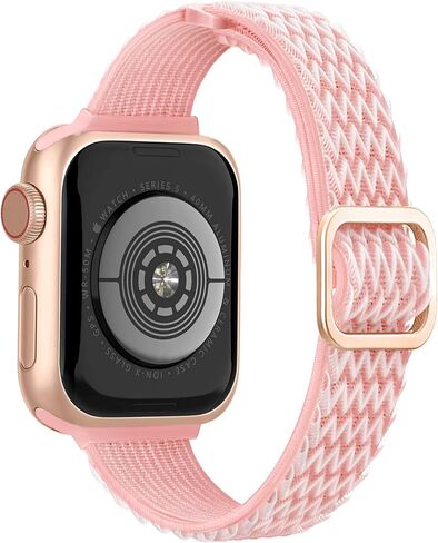 Melyis Nylon Solo Loop Band Compatible with Apple Watch Bands for Women 44mm 45mm 42mm 49mm, Stretchy Elastic iWatch Bands for Apple Watch Band Series 9 SE Series 8 7 6 5 4 3 2 1 Ultra, Pink in Saudi Arabia