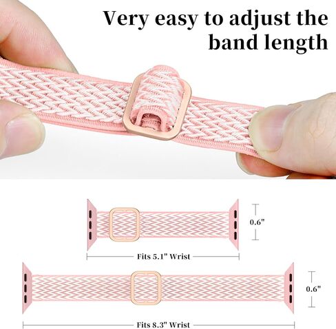 Melyis Nylon Solo Loop Band Compatible with Apple Watch Bands for Women 44mm 45mm 42mm 49mm, Stretchy Elastic iWatch Bands for Apple Watch Band Series 9 SE Series 8 7 6 5 4 3 2 1 Ultra, Pink in Saudi Arabia