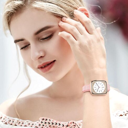 Melyis Nylon Solo Loop Band Compatible with Apple Watch Bands for Women 44mm 45mm 42mm 49mm, Stretchy Elastic iWatch Bands for Apple Watch Band Series 9 SE Series 8 7 6 5 4 3 2 1 Ultra, Pink in Saudi Arabia