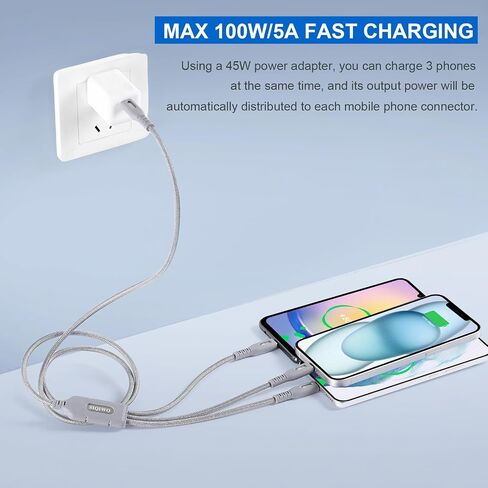 كابل شحن متعدد SIQIWO 100 واط USB C، 4FT-1Pack PD3.0 كابل شحن سريع in Kuwait