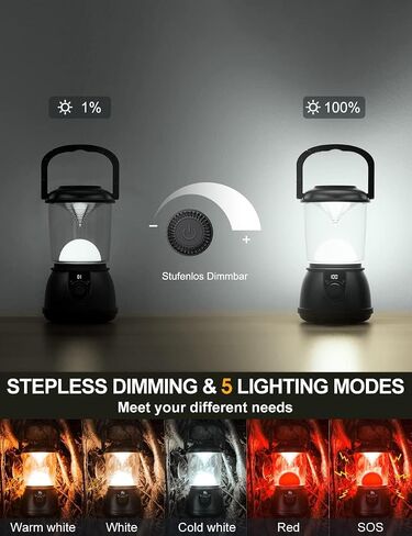 LED Camping Lantern Rechargeable, Up to 336H Running Time Super Tent Light, 15000mAh/1500LM Emergency Light for Hurricane, Power Outages, Home, Hiking, IPX5 Water-Resistant in Saudi Arabia