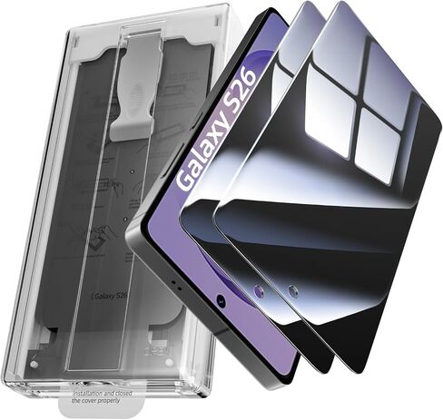 X-it لهاتف Samsung Galaxy S26 واقي شاشة للخصوصية [محاذاة تلقائية/إزالة الغبار]، خالي من الفقاعات، [معرف بصمة الإصبع بالموجات فوق الصوتية بنسبة 100%] سهل التركيب، تغطية كاملة مضادة للتجسس [غير زجاجي] عبوتان in Kuwait