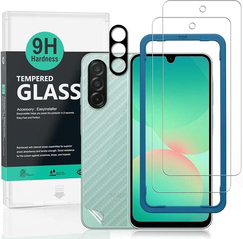 Ibywind Screen Protector For Samsung Galaxy A26 5G 6.64"(2 Pack),9H Hardness Tempered Glass,With 1Pc Camera Lens Protector,1Pc Back Carbon Fiber Film,Easy to Install in Saudi Arabia