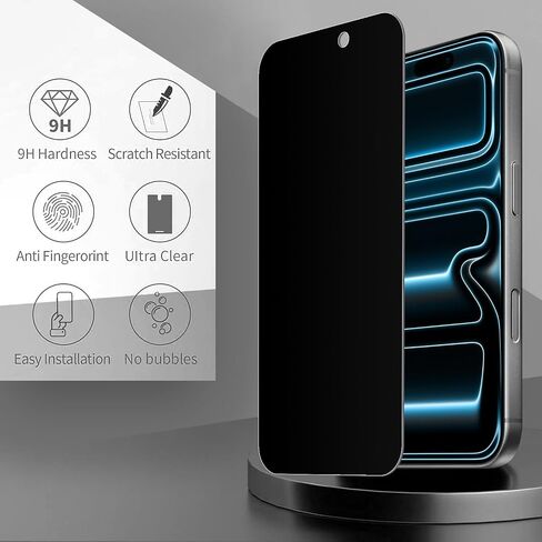 Designed for iPhone 17 Pro Max Privacy Tempered Glass Screen Protector [Military Grade Shatterproof & Longest Durable], Auto Dust-Elimination Installation Box, Bubble Free, HD Clear, Anti-Spy, Easy Installation, 2 Pack in Saudi Arabia