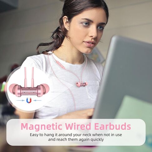 APETOO USB C Headphones Magnetic Wired Earbud with Mic Volume Control Pink in Saudi Arabia