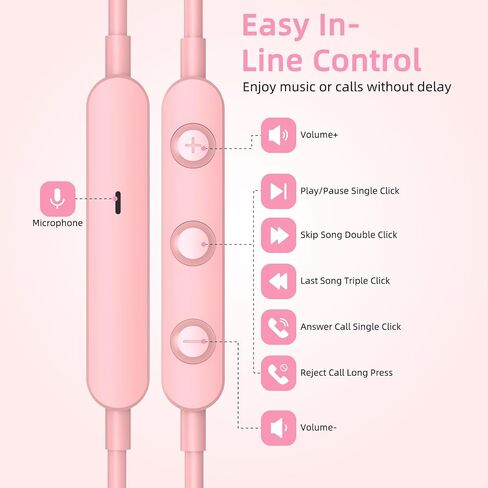 APETOO USB C Headphones Magnetic Wired Earbud with Mic Volume Control Pink in Saudi Arabia