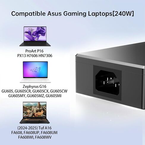 شاحن 240 وات مناسب لجهاز ASUS ROG Zephyrus G16 GU605 GA605 G14 GA403 2024-2025 in Kuwait