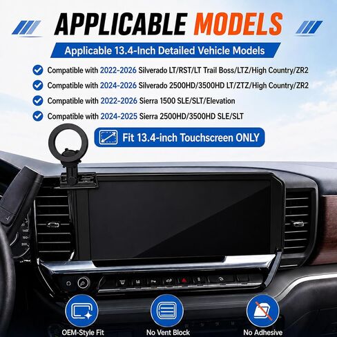 Magnetic Phone Mount for Chevrolet Silverado 1500 2022-2026 for GMC Sierra 1500 2022-2026 for Sierra 2500HD 3500HD 2024-2026, 13.4-Inch Touchscreen Compatible with MagSafe in Saudi Arabia