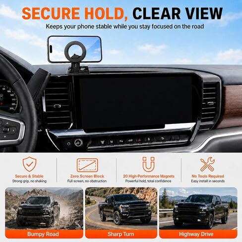Magnetic Phone Mount for Chevrolet Silverado 1500 2022-2026 for GMC Sierra 1500 2022-2026 for Sierra 2500HD 3500HD 2024-2026, 13.4-Inch Touchscreen Compatible with MagSafe in Saudi Arabia