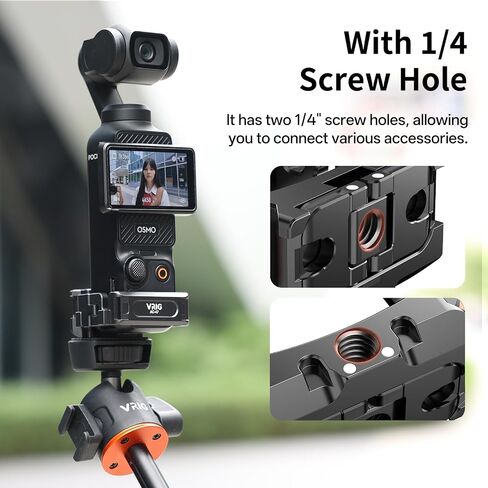 VRIG OSMO Pocket 4/3 Cage Expansion Adapter, Aluminum Alloy Mount Metal Bracket with 1/4" Screw Holes/GoPro Adapter/Cold Shoe/Osmo Action Quick-Release Compatible with DJI Osmo Pocket 4/3,Xtra Muse in Saudi Arabia