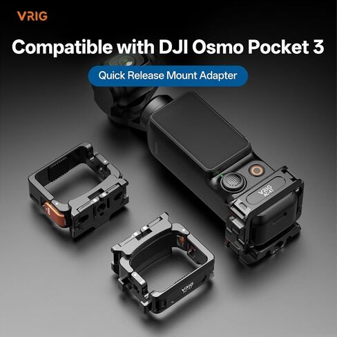 VRIG OSMO Pocket 4/3 Cage Expansion Adapter, Aluminum Alloy Mount Metal Bracket with 1/4" Screw Holes/GoPro Adapter/Cold Shoe/Osmo Action Quick-Release Compatible with DJI Osmo Pocket 4/3,Xtra Muse in Saudi Arabia