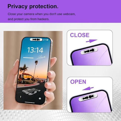 Front Camera Privacy Cover Compatible for iPhone 17/16/15/14 Pro & Pro Max, [2 Pack] Anti-Spy Lens Protector, On/Off Face ID Compatible Slide Cover, Camera Protector for Privacy & Security (Black) in Saudi Arabia