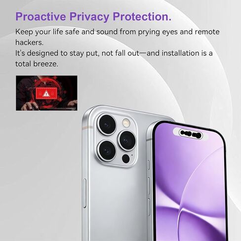 Front Camera Privacy Cover Compatible for iPhone 17/16/15/14 Pro & Pro Max, [2 Pack] Anti-Spy Lens Protector, On/Off Face ID Compatible Slide Cover, Camera Protector for Privacy & Security (Black) in Saudi Arabia