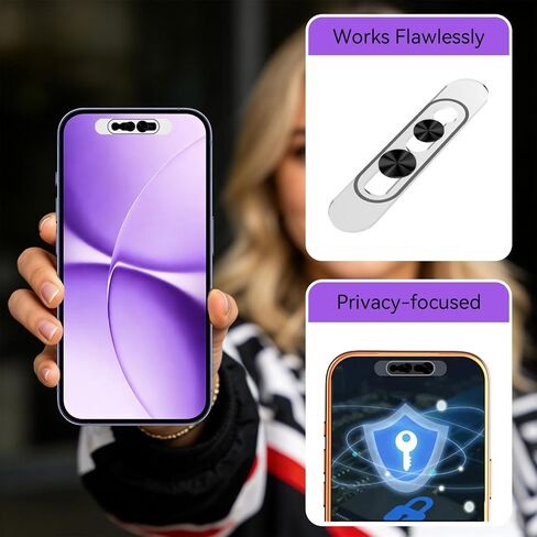 Front Camera Privacy Cover Compatible for iPhone 17/16/15/14 Pro & Pro Max, [2 Pack] Anti-Spy Lens Protector, On/Off Face ID Compatible Slide Cover, Camera Protector for Privacy & Security (Black) in Saudi Arabia
