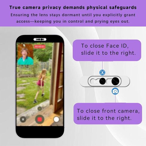 Front Camera Privacy Cover Compatible for iPhone 17/16/15/14 Pro & Pro Max, [2 Pack] Anti-Spy Lens Protector, On/Off Face ID Compatible Slide Cover, Camera Protector for Privacy & Security (Black) in Saudi Arabia