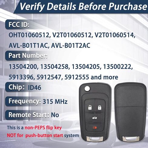 2 Pack Non-PEPS Key Fob for 10-24 GMC Terrain Chevy Buick Model OHT01060512 in Saudi Arabia