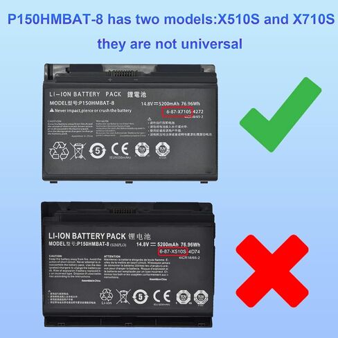 بطارية كمبيوتر محمول جديدة X710S لـ CLEVO 6-87-X710S-4271 6-87-X710S-4272 6-87-X710S-4J72 für CLEVO P170EM P170HM 14.8V 5200mAh in Kuwait