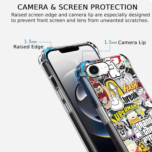 Case for iPhone 16e and iPhone 17e with Pop Culture Design,Aesthetic Cartoon Sticker Bomb Art Collage,Clear Slim Soft TPU Bumper Phone Cover,6.1"(Pop,16e) in Saudi Arabia