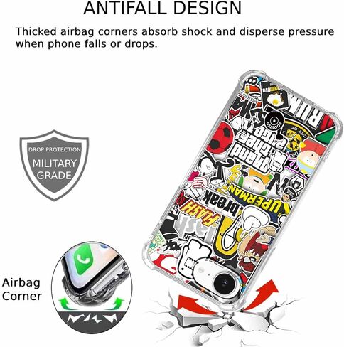 Case for iPhone 16e and iPhone 17e with Pop Culture Design,Aesthetic Cartoon Sticker Bomb Art Collage,Clear Slim Soft TPU Bumper Phone Cover,6.1"(Pop,16e) in Saudi Arabia