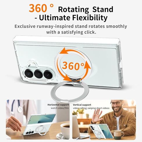 حافظة لهاتف Galaxy Z Fold 8 Ultra متوافقة مع MagSafe - واقي شاشة مدمج، حماية مفصلات زنبركية وغطاء هاتف بمسند مغناطيسي دوار 360 درجة لهاتف Samsung Galaxy Z Fold8 Ultra (شفاف) in Kuwait