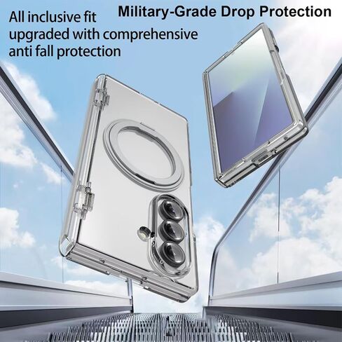 حافظة لهاتف Galaxy Z Fold 8 Ultra متوافقة مع MagSafe - واقي شاشة مدمج، حماية مفصلات زنبركية وغطاء هاتف بمسند مغناطيسي دوار 360 درجة لهاتف Samsung Galaxy Z Fold8 Ultra (شفاف) in Kuwait