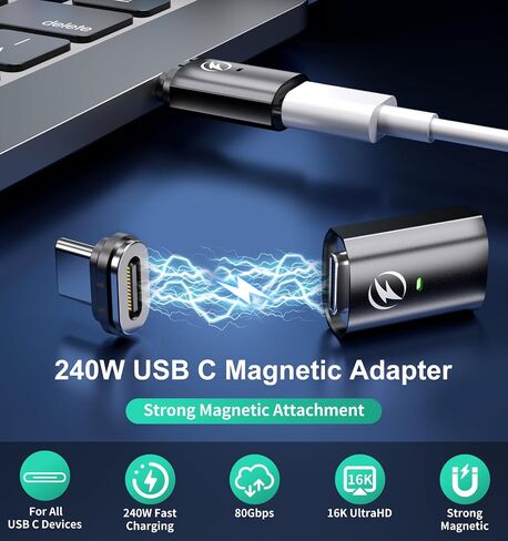 240W USB-C Magnetic Adapter 240W, 80Gbps Data Transfer, 16K Video Output in Saudi Arabia