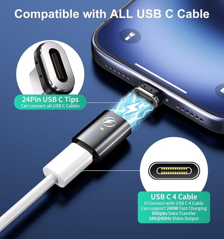 240W USB-C Magnetic Adapter 240W, 80Gbps Data Transfer, 16K Video Output in Saudi Arabia