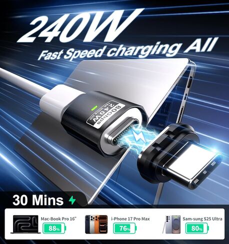 240W USB-C Magnetic Adapter 240W, 80Gbps Data Transfer, 16K Video Output in Saudi Arabia