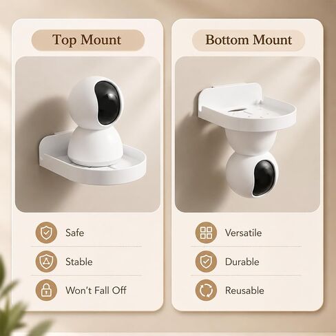 4 Pack Adhesive Security Camera Wall Mount, Universal Monitor Brackets with Cable Clips Self Adhesive Versatile Surveillance Holder Small Wall Shelf for Bedroom Kitchen Living Room White in Saudi Arabia