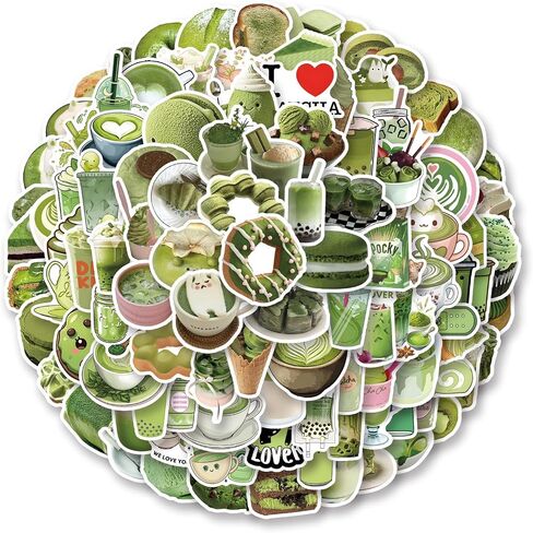 105PCS Matcha Aesthetic Stickers, Summer Drink Cake Waterproof Graffiti Stickers Pack for Kindle, Suitcase, Laptop, Journal, Water Bottle, Scrapbook, Skateboard, Kawaii Anime Decals for Adults in Saudi Arabia