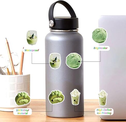 105PCS Matcha Aesthetic Stickers, Summer Drink Cake Waterproof Graffiti Stickers Pack for Kindle, Suitcase, Laptop, Journal, Water Bottle, Scrapbook, Skateboard, Kawaii Anime Decals for Adults in Saudi Arabia