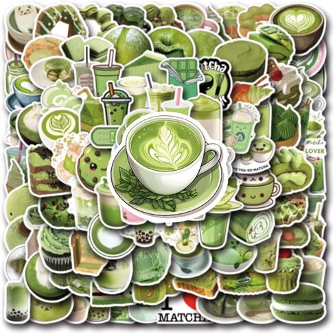 105PCS Matcha Aesthetic Stickers, Summer Drink Cake Waterproof Graffiti Stickers Pack for Kindle, Suitcase, Laptop, Journal, Water Bottle, Scrapbook, Skateboard, Kawaii Anime Decals for Adults in Saudi Arabia