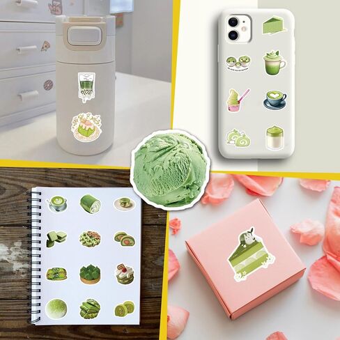 105PCS Matcha Aesthetic Stickers, Summer Drink Cake Waterproof Graffiti Stickers Pack for Kindle, Suitcase, Laptop, Journal, Water Bottle, Scrapbook, Skateboard, Kawaii Anime Decals for Adults in Saudi Arabia