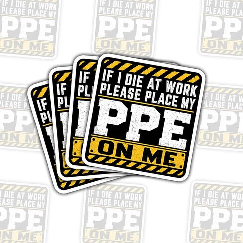(3Inch) 4Pcs Funny PPE Stickers, Workplace Safety Stickers for Workers in Saudi Arabia