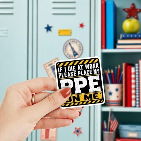 (3Inch) 4Pcs Funny PPE Stickers, Workplace Safety Stickers for Workers in Saudi Arabia