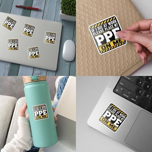 (3Inch) 4Pcs Funny PPE Stickers, Workplace Safety Stickers for Workers in Saudi Arabia