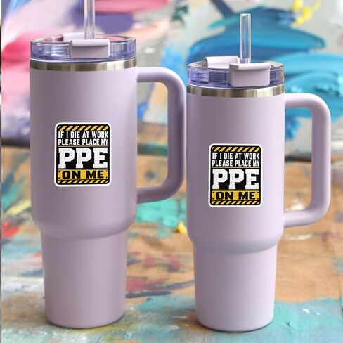 (3Inch) 4Pcs Funny PPE Stickers, Workplace Safety Stickers for Workers in Saudi Arabia