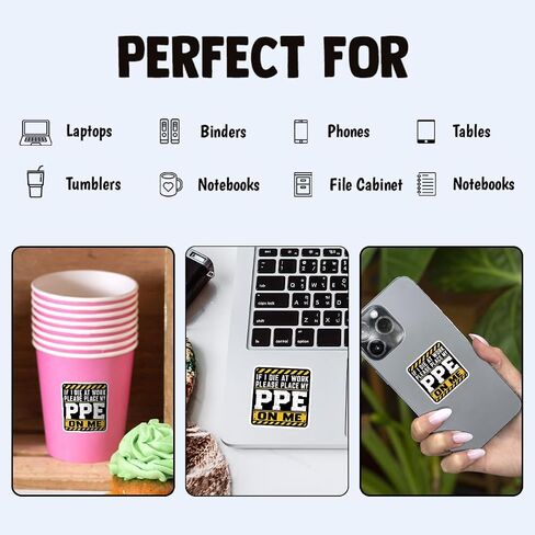 (3Inch) 4Pcs Funny PPE Stickers, Workplace Safety Stickers for Workers in Saudi Arabia
