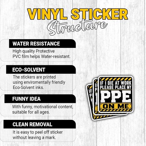 (3Inch) 4Pcs Funny PPE Stickers, Workplace Safety Stickers for Workers in Saudi Arabia