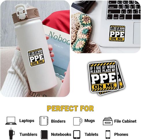 (3Inch) 4Pcs Funny PPE Stickers, Workplace Safety Stickers for Workers in Saudi Arabia