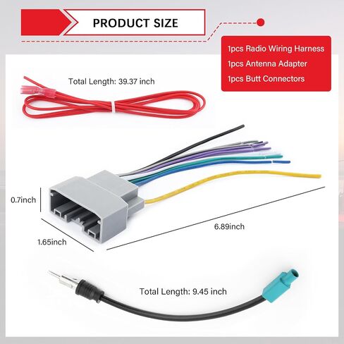 Car Radio Wiring Harness Kit,Aftermarket Car Radio Wire Harness Kit Compatible with Chrysler Jeep Dodge,Cars Stereo Wiring Harnesses Kits with Antenna Adapter & Butt Connectors in Saudi Arabia